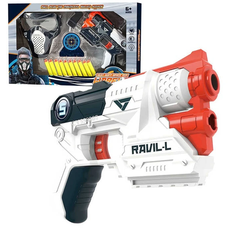 Warfare Heat Soft Space Gun Safe EVA Bullets, Includes Gun, Mask, Dart, and 10 Soft Bullets Fun Toy for Boys Ages 6+  (826-65A)